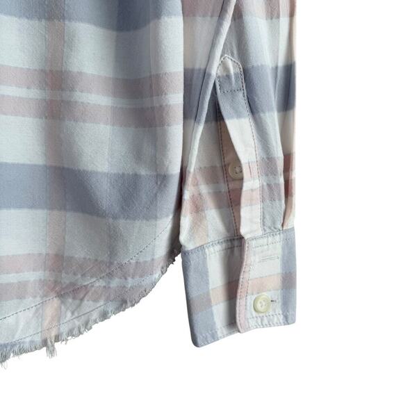 Free People Loveland Plaid Button Down Shirt Top White Pastel Pink Blue, Size XS - Picture 8 of 13